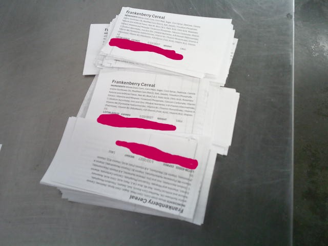 Three rows of Fraken berry labels.